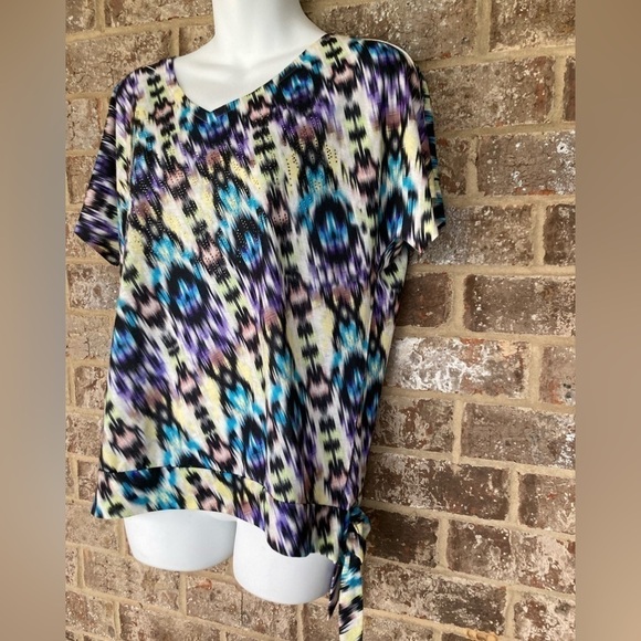 Chico's,Top Blouse Size 1 Multicolored bling - Picture 2 of 9